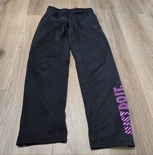 Nike Therma-Fit Womens Just Do It Logo Pink & Black Sweat Pants Size Small